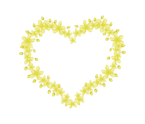 Beautiful Cassia Fistula Flowers in Heart Shape — Stock Vector