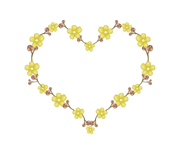 Beautiful Yellow Simpor Flowers in Heart Shape — Stok Vektör