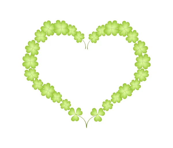 Four Leaf Clovers in A Beautiful Heart — Stockvector