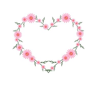 Beautiful Pink Daisy Flowers in Heart Shape