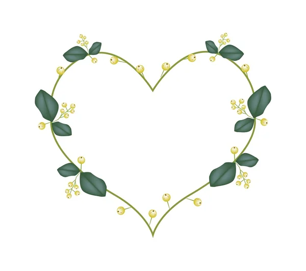 Branch of Yellow Aglaia Odorata Flowers in Heart Shape — Stockvector