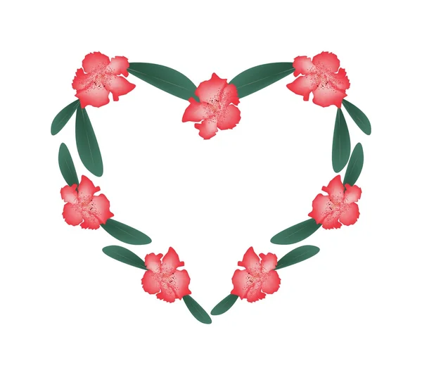 Flores Rododendros Rojas en Forma de Corazón — Vector de stock