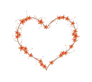 Red Bush Willow Flowers in A Heart Shape