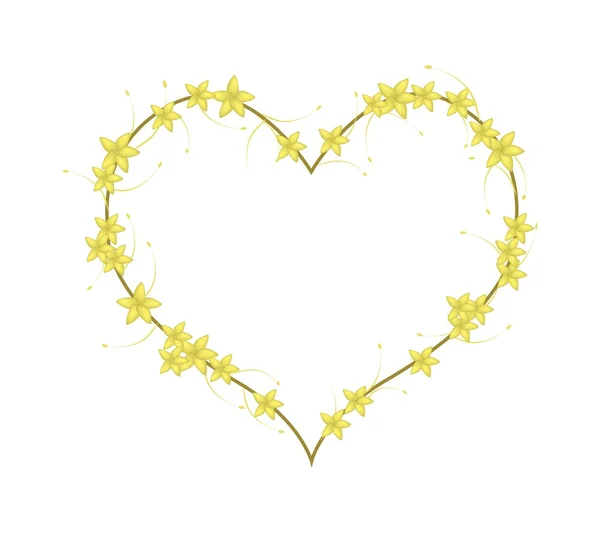 Yellow Bush Willow Flowers in A Heart Shape — Διανυσματικό Αρχείο