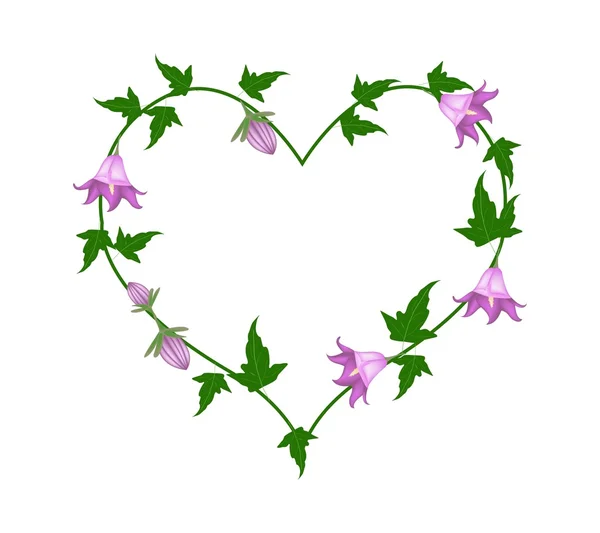 Campanula Rotundifolia Flores en forma de corazón — Vector de stock