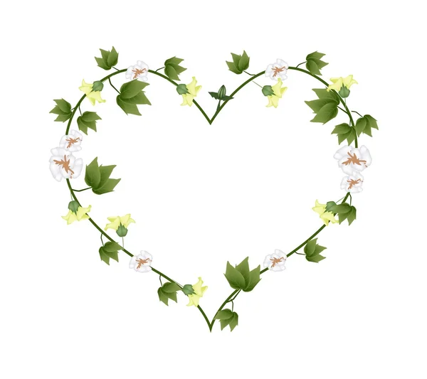 Gelbe Baumwollblüten mit Knospen in Herzform — Stockvektor