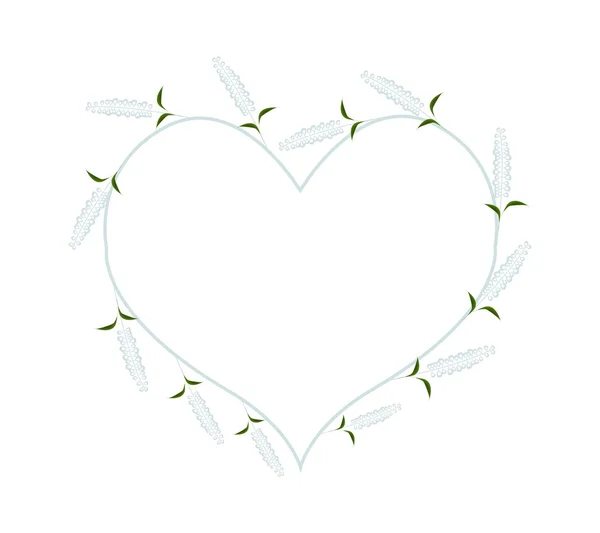 Weiße Salbeiblüten in Herzform — Stockvektor