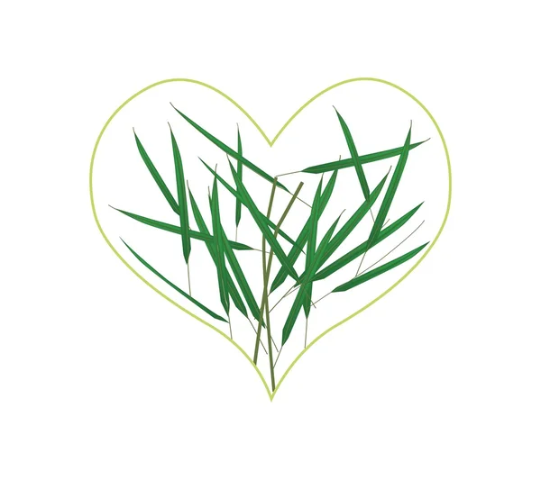Fresh Green Grass in A Heart Shape — 图库矢量图片