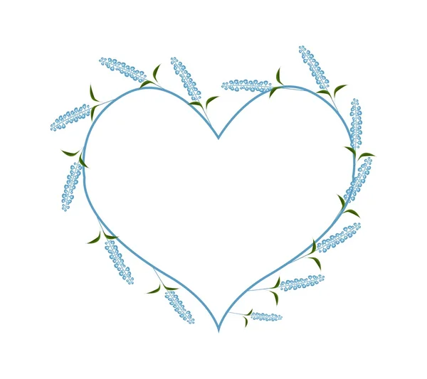 Blue Sage Flowers in A Heart Shape — Stockvector