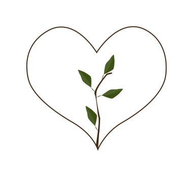 Fresh Green Leaves in Heart Shape Frame