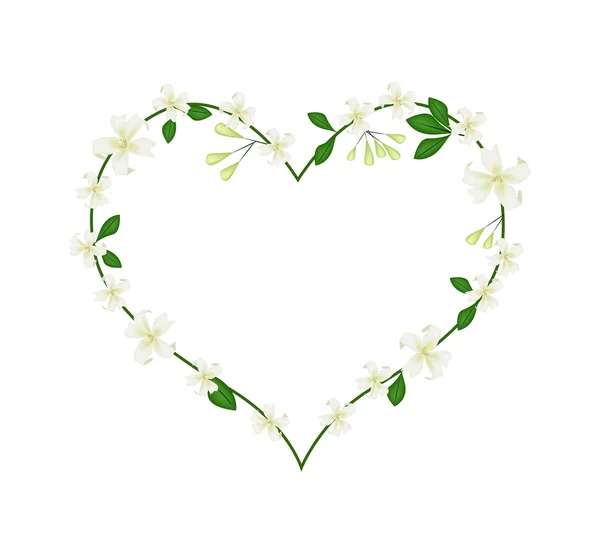 Mock Orange Flowers Flowers in A Heart Shape — Stok Vektör