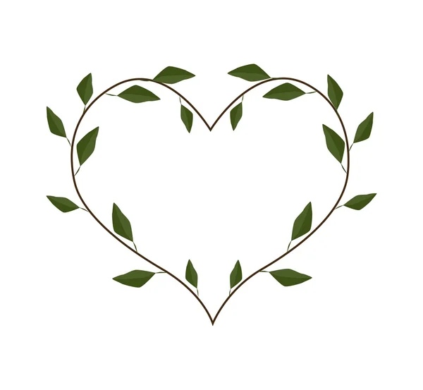 Evergreen Leaves in A Heart Shape Frame — Wektor stockowy