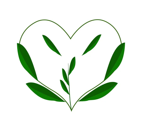 Evergreen Leaves in A Heart Shape Wreath — ストックベクタ