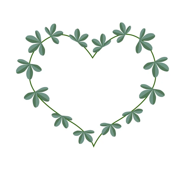 Green Leaves in A Heart Shape Wreath — Stock vektor