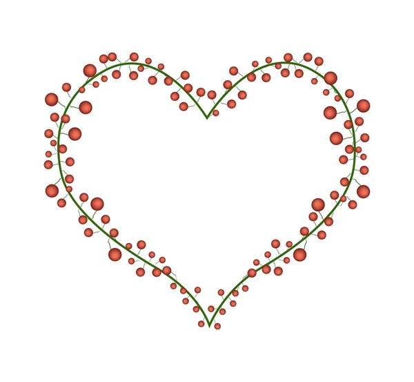 Red Berries in A Heart Shape Wreath — Stockvector