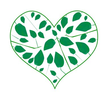 Abstract Green Leaves in A Heart Shape