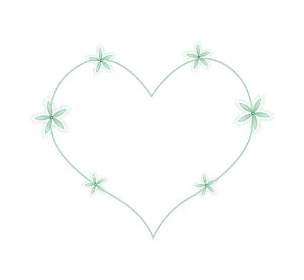 Green Ivy Flowers in A Heart Shape — Stock Vector