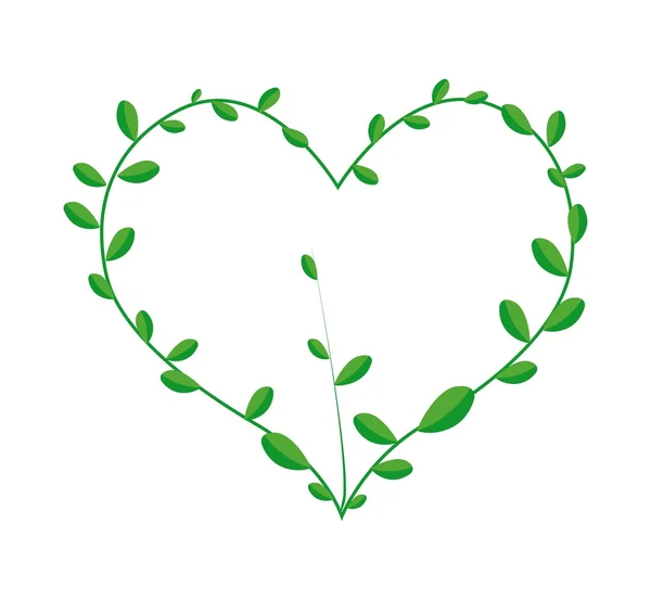 Green Climber Leaves in Beautiful Heart Shape — Stockvector