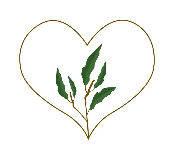 Evergreen Leaves in A Heart Shape Frame — стоковий вектор