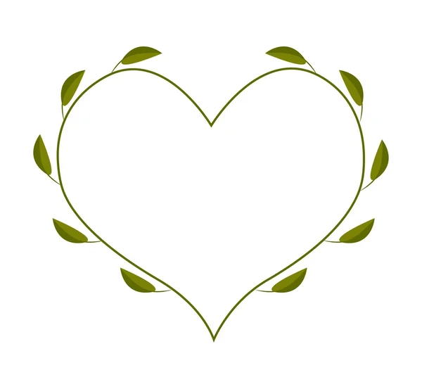 Fresh Green Leaves in A Heart Shape Frame — Wektor stockowy