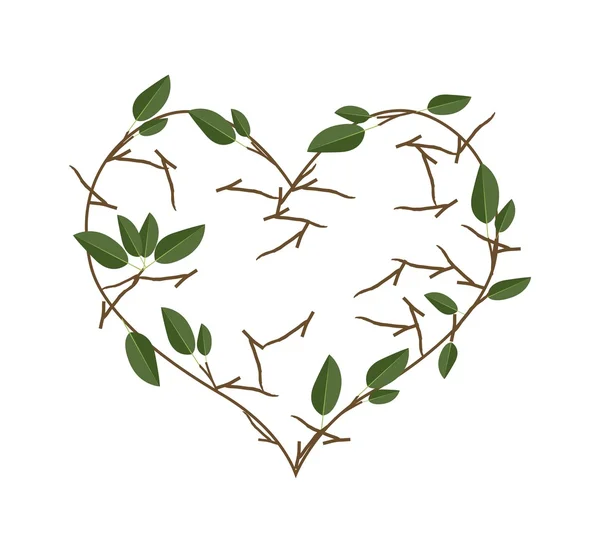 Branch of Tree in Heart Shape Wreath — Stock Vector