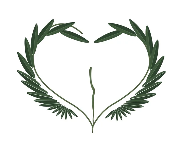 Fresh Green Leaves in A Heart Shape — 图库矢量图片