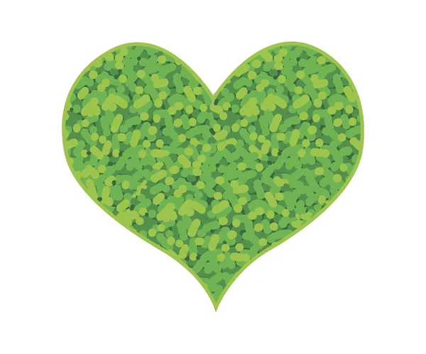 Abstrakte grüne Herzform auf weißem Hintergrund — Stockvektor