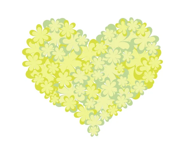 Lovely Yellow Flowers in Cute Heart Shape — Διανυσματικό Αρχείο