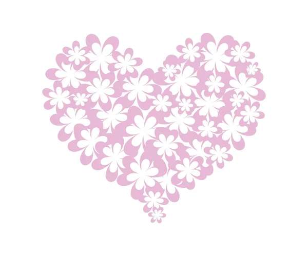 Lovely Pink Flowers in A Heart Shape — Stock Vector