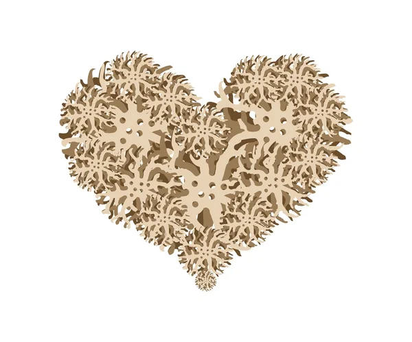 Jolies fleurs brunes en forme de coeur — Image vectorielle