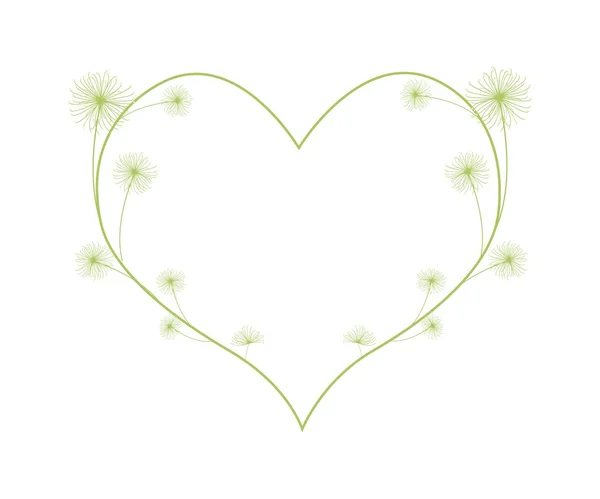 Fresh Cyperus Papyrus Plants in Heart Shape — Stock Vector