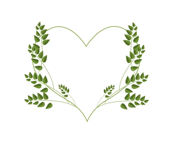 Fresh Green Leaves in A Heart Frame — Stockvector