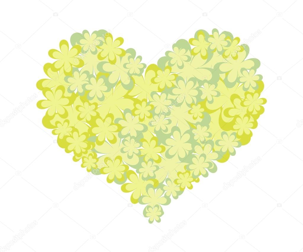 Lovely Yellow Flowers in Cute Heart Shape — ilustração de bancos de imagens