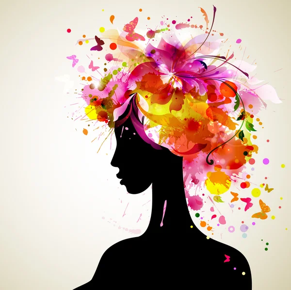 Woman with abstract hair — Stock Vector