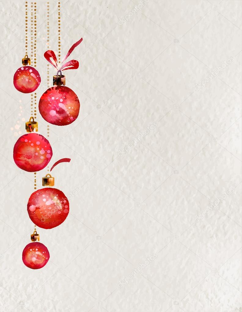 Holiday background with red baubles