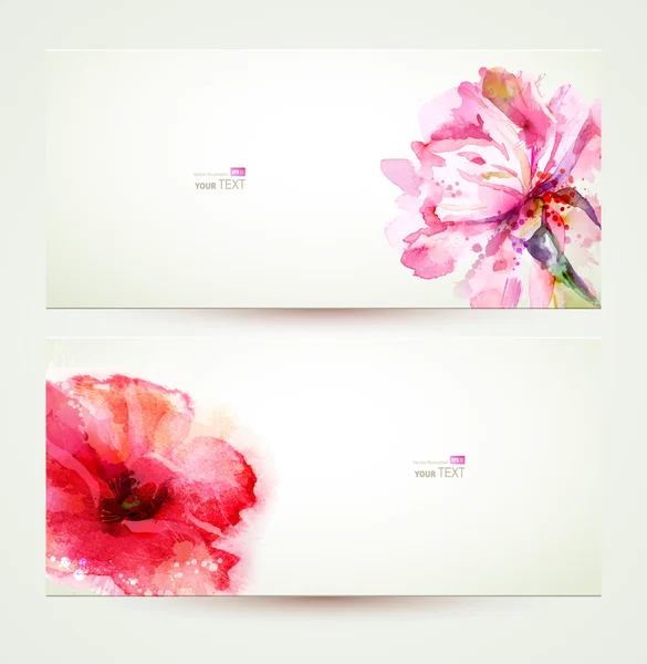 牡丹和罂粟的横幅 — 图库矢量图片