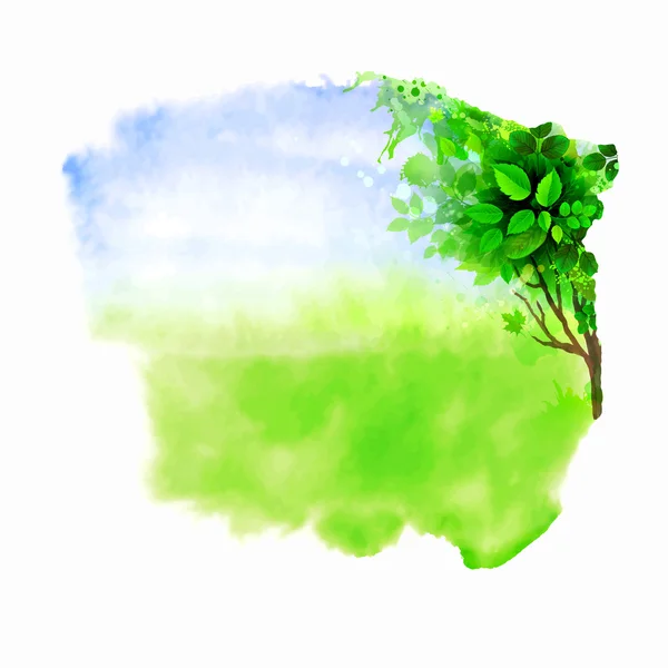 Green tree on the glade — Stock Vector
