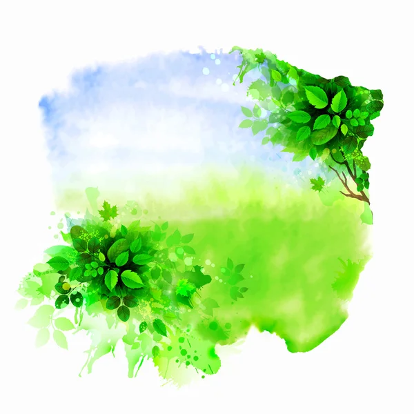 Árbol verde en el claro — Vector de stock