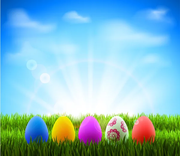 Easter eggs in Grass — Stock Vector