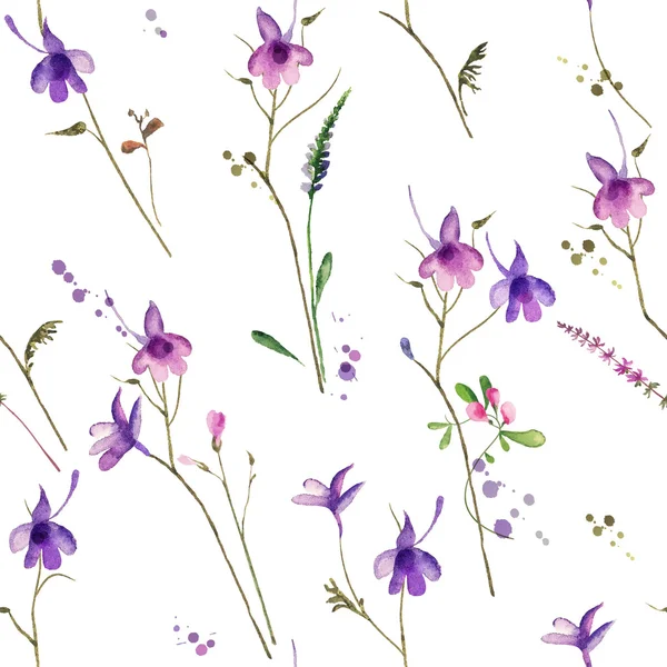 Aquarelle Inflorescence larkspur fleurs en fleurs — Image vectorielle