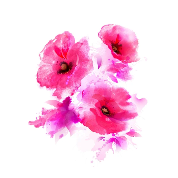 Fleurs fleur de pavot aquarelle — Image vectorielle