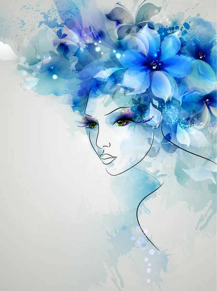 Frau mit floralem Hut — Stockvektor