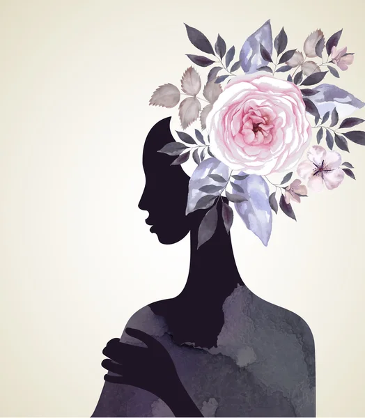 Жінка з абстрактним квітковим волоссям — стоковий вектор