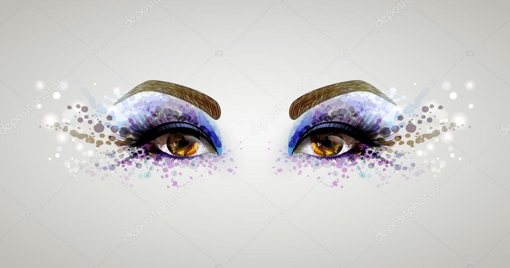 woman eyes forming by blots