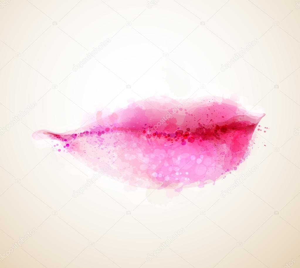 watercolor pink female lips