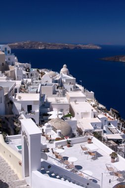Üstten Görünüm üzerinde Oia, Santorni, Yunanistan