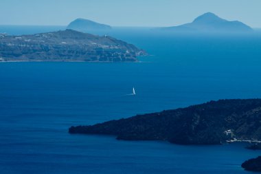 Ege Denizi 'ndeki Yat, Santorini, Yunanistan