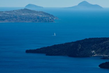 Ege Denizi 'ndeki Yat, Santorini, Yunanistan