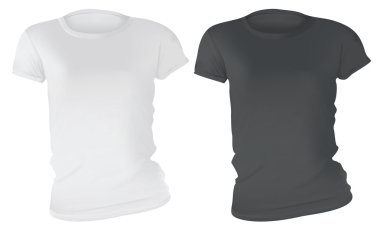 Siyah ve beyaz kadın T-Shirt tasarım şablonu