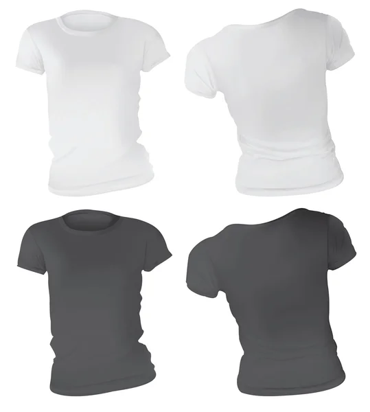 Plantilla de diseño de camiseta blanca y negra para mujer — Vector de stock